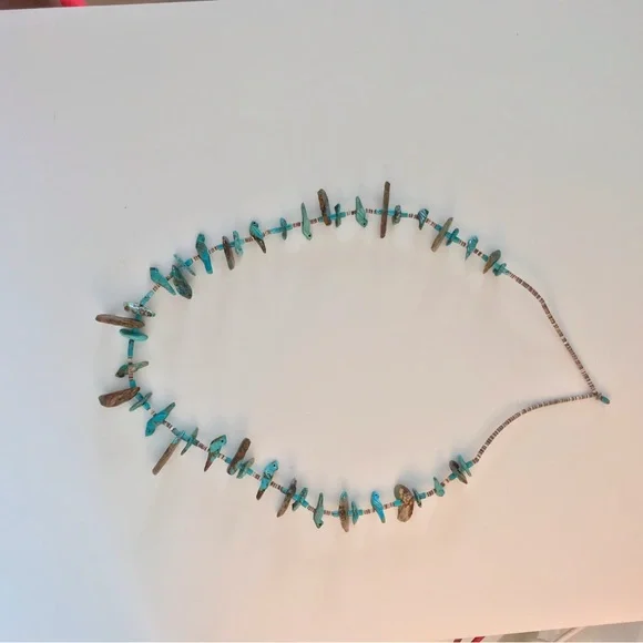 Native American turquoise and heishi necklace with fetish detail